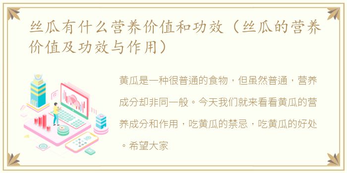 丝瓜有什么营养价值和功效（丝瓜的营养价值及功效与作用）