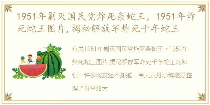 1951年剿灭国民党炸死条蛇王，1951年炸死蛇王图片,揭秘解放军炸死千年蛇王