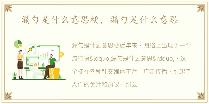 漏勺是什么意思梗，漏勺是什么意思
