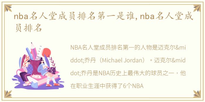 nba名人堂成员排名第一是谁,nba名人堂成员排名