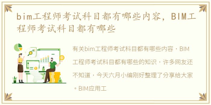 bim工程师考试科目都有哪些内容，BIM工程师考试科目都有哪些