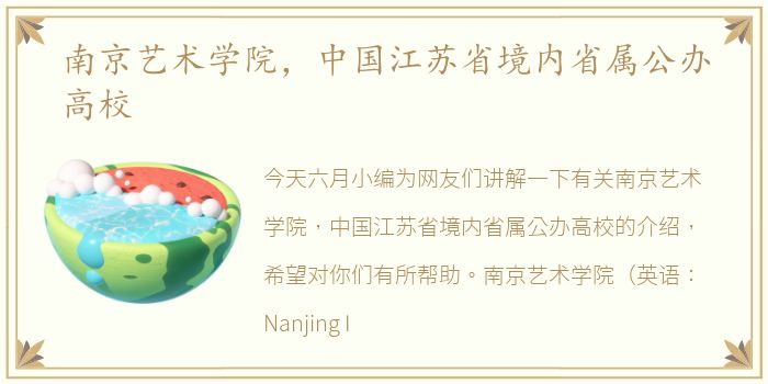 南京艺术学院，中国江苏省境内省属公办高校