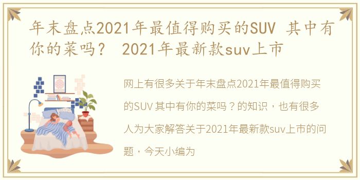 年末盘点2021年最值得购买的SUV 其中有你的菜吗？ 2021年最新款suv上市