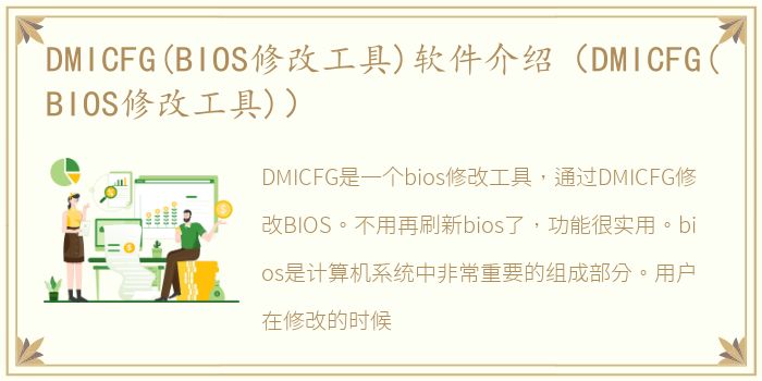 DMICFG(BIOS修改工具)软件介绍（DMICFG(BIOS修改工具)）