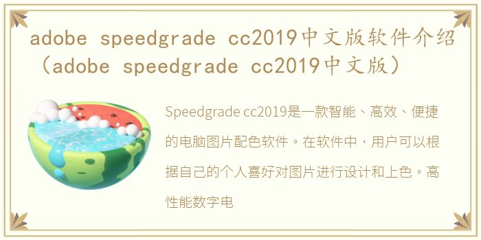 adobe speedgrade cc2019中文版软件介绍（adobe speedgrade cc2019中文版）