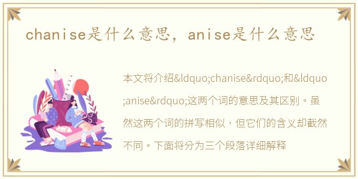 chanise是什么意思，anise是什么意思