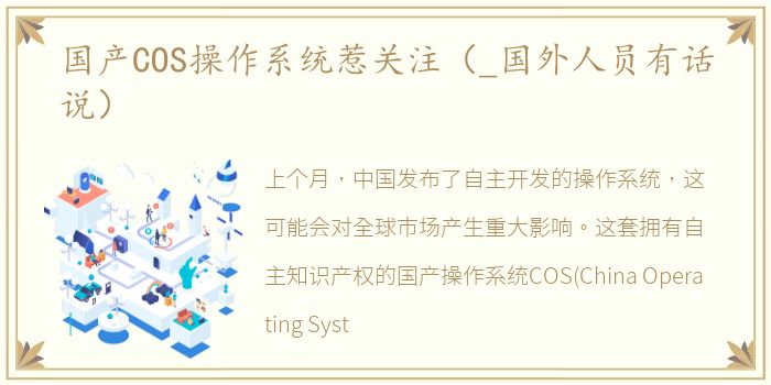 国产COS操作系统惹关注（_国外人员有话说）