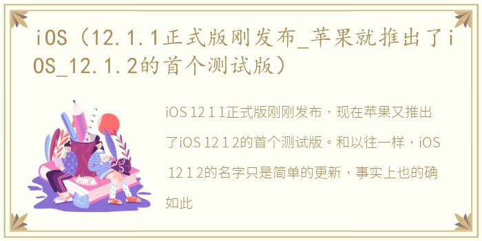 iOS（12.1.1正式版刚发布_苹果就推出了iOS_12.1.2的首个测试版）
