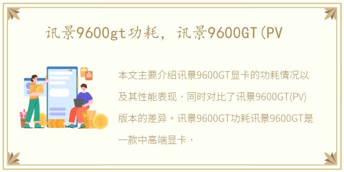 讯景9600gt功耗，讯景9600GT(PV