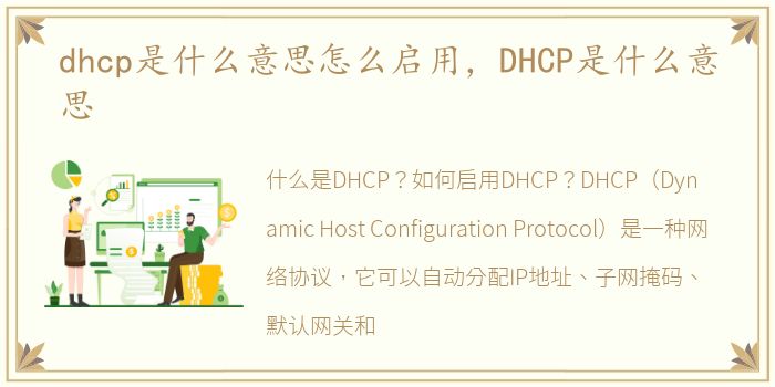 dhcp是什么意思怎么启用，DHCP是什么意思