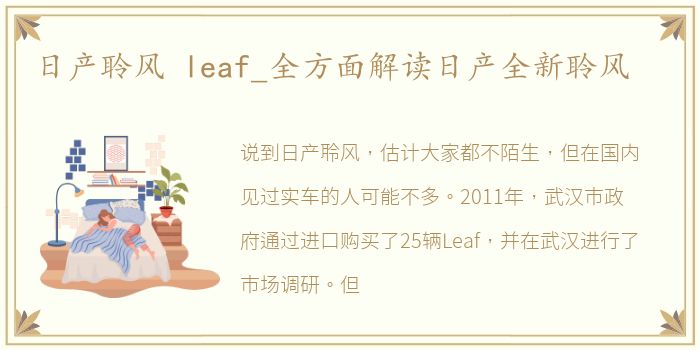 日产聆风 leaf_全方面解读日产全新聆风