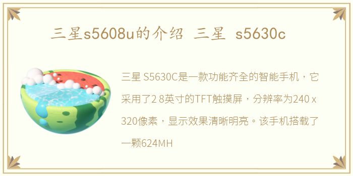 三星s5608u的介绍 三星 s5630c