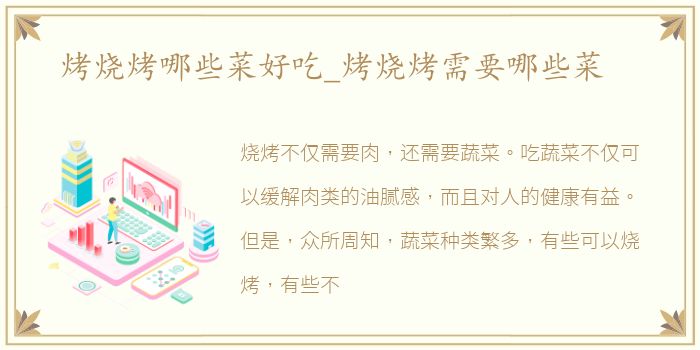 烤烧烤哪些菜好吃_烤烧烤需要哪些菜