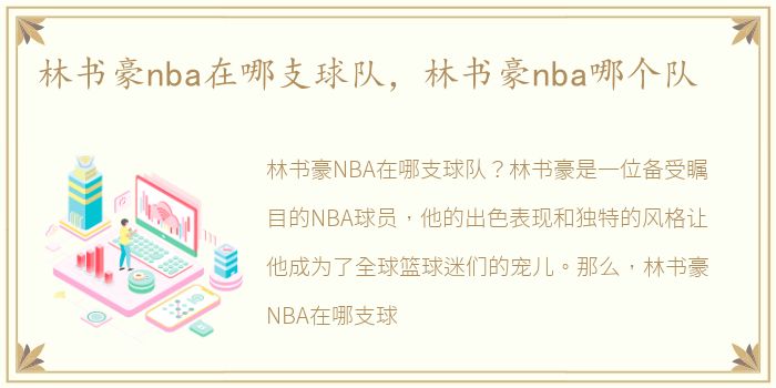 林书豪nba在哪支球队，林书豪nba哪个队