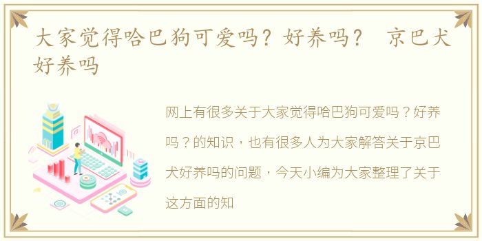 大家觉得哈巴狗可爱吗？好养吗？ 京巴犬好养吗