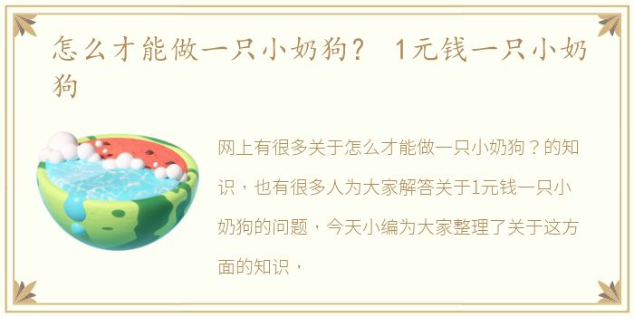 怎么才能做一只小奶狗？ 1元钱一只小奶狗