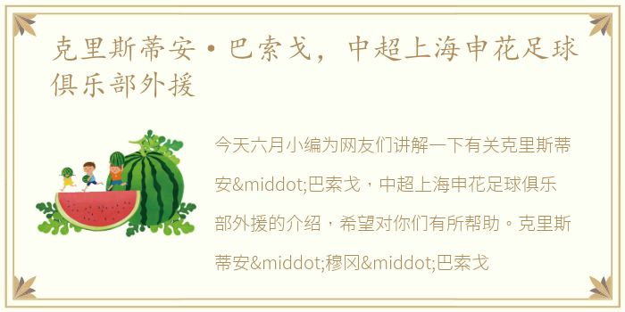 克里斯蒂安·巴索戈，中超上海申花足球俱乐部外援