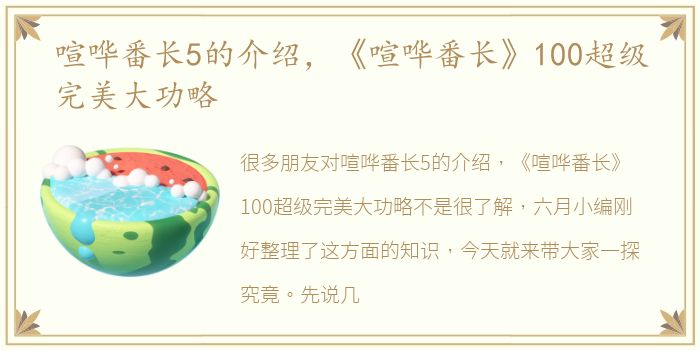 喧哗番长5的介绍，《喧哗番长》100超级完美大功略