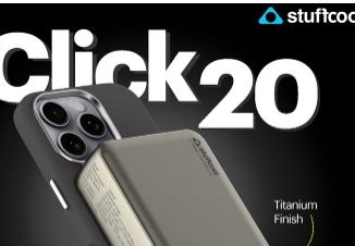 Stuffcool Click 20 20000mAh磁性无线移动电源推出支持PD